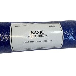 Basic‎ Blue Mesh Floral Ribbon New Unopened 30 ft x 10" Hobby Lobby Shimmery